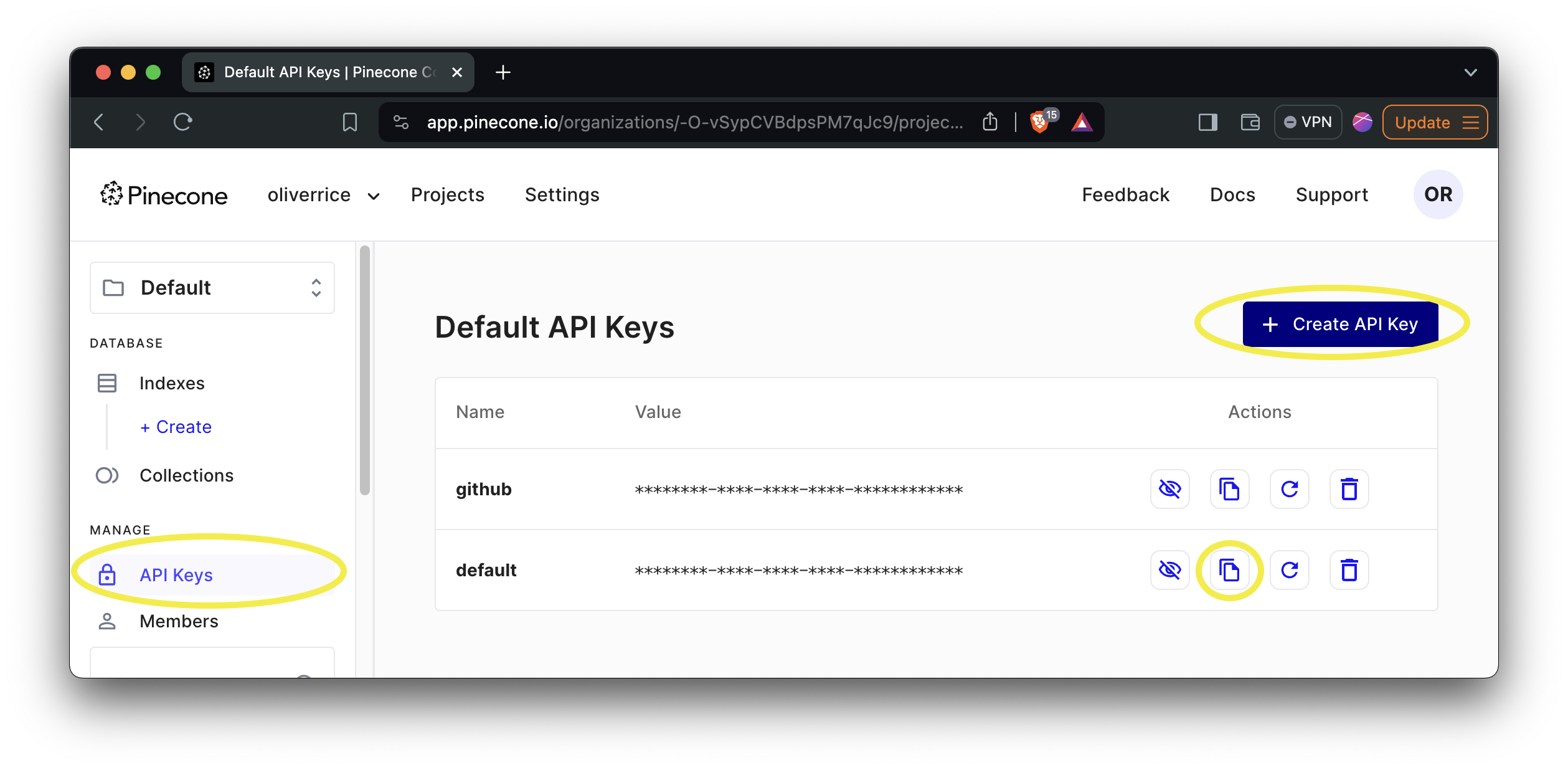 pinecone api key