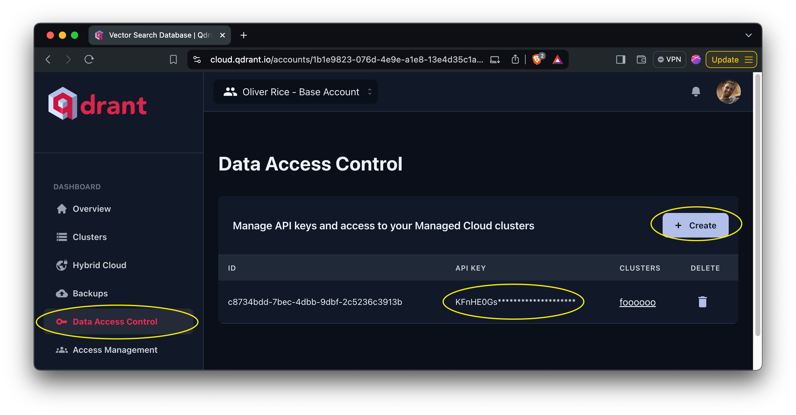 Qdrant api key